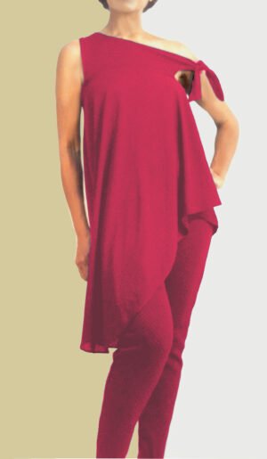 Tie One-shoulder Pants outfit Dark Red