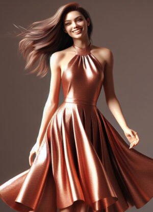 Halter-neck dress in metallic spandex