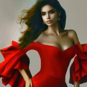 Off the shoulder dress with flounce sleeves