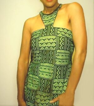Sheath Halter Black-mesh dress DrHalter-001