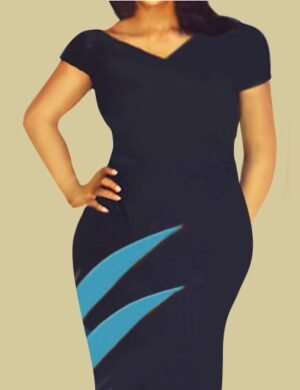 Geo-sides Color-blocked dress DrSheath-006