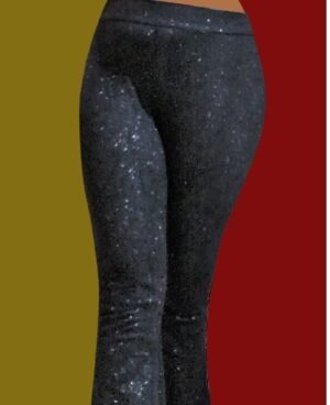 Bell-bottom stretch knit pants