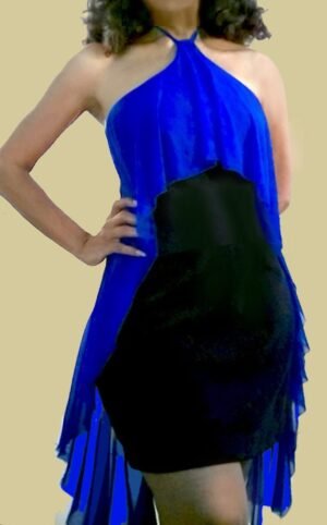 Halter Cascade Frill dress DrHalter-003
