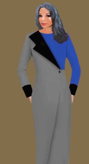 3-tone jacket dress with faux-wrap front by Lynda Osborne