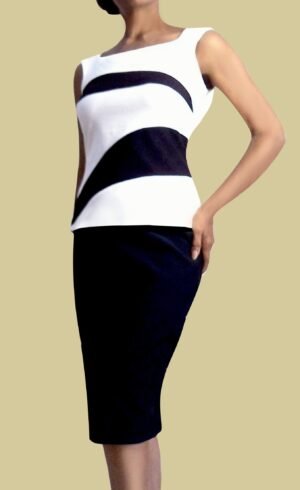Black & White Knit Skirtset SkSet-002