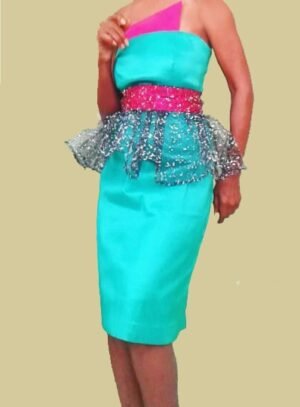 Strapless 2-piece peplum dress DrStrless005