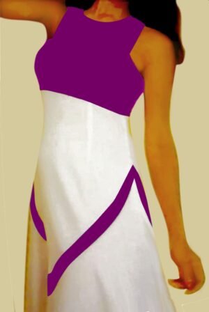 Bandeau empire flared dress DrB&W-002